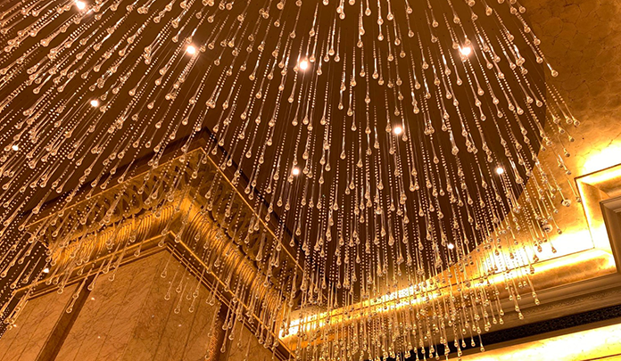 Facade lighting design for modern commercial building with LED exterior illumination in UAE