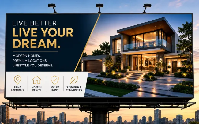 Billboard Advertising in Modern Cityscape